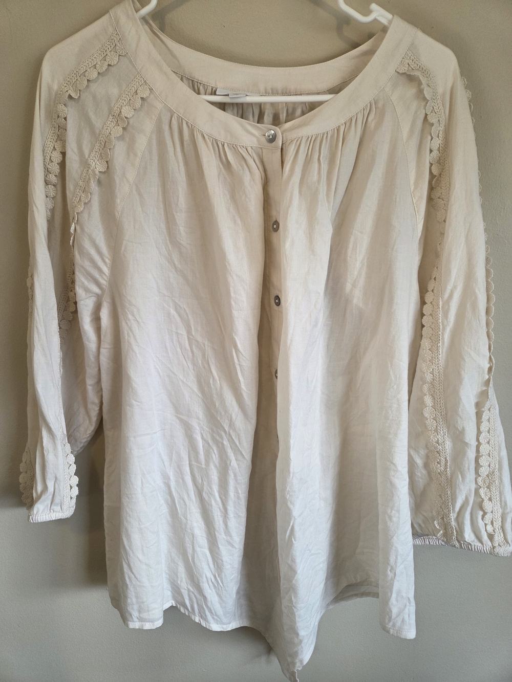 J. Jill Cream Button-Front Peasant Blouse - Picture 2 of 13
